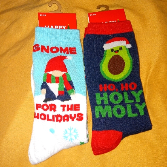 Happy Socks Accessories - NWT Set of 2 Comical Crew Style Unisex Christmas Socks Holiday Fun Festive